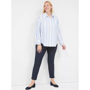 LANE BRYANT Blue Stripe Plus Sz 18/20 No Gap Button Up Long Sleeve Shirt NEW NWT